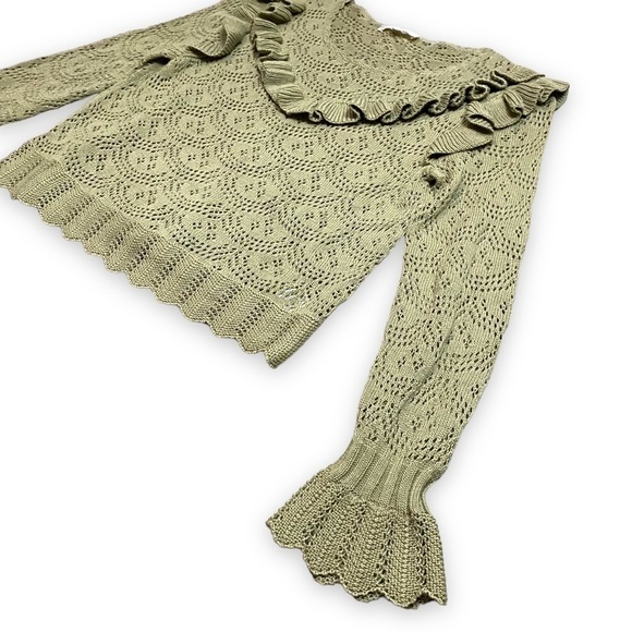 Loveshackfancy Natalie Ruffle Open Knit Sweater Sz Small - Picture 5 of 13